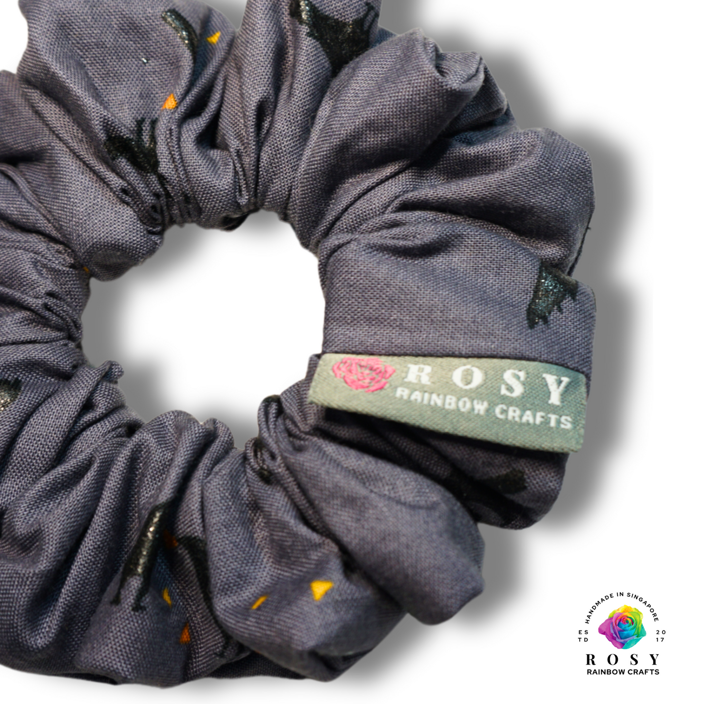 Regular Cotton Scrunchie Halloween Crows Charcoal