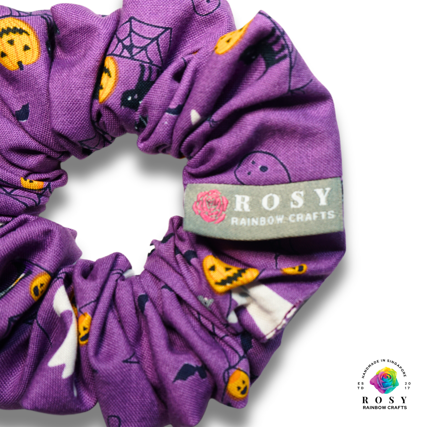 Regular Cotton Scrunchie Halloween Spooky Night Purple