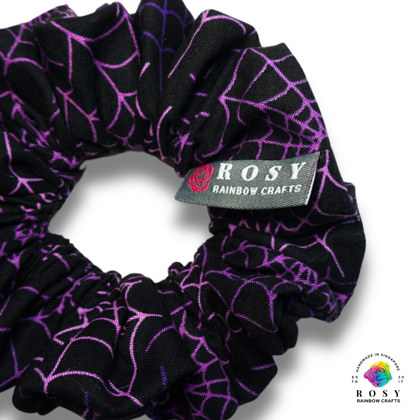 Regular Cotton Scrunchie Halloween Spider's Webs Black