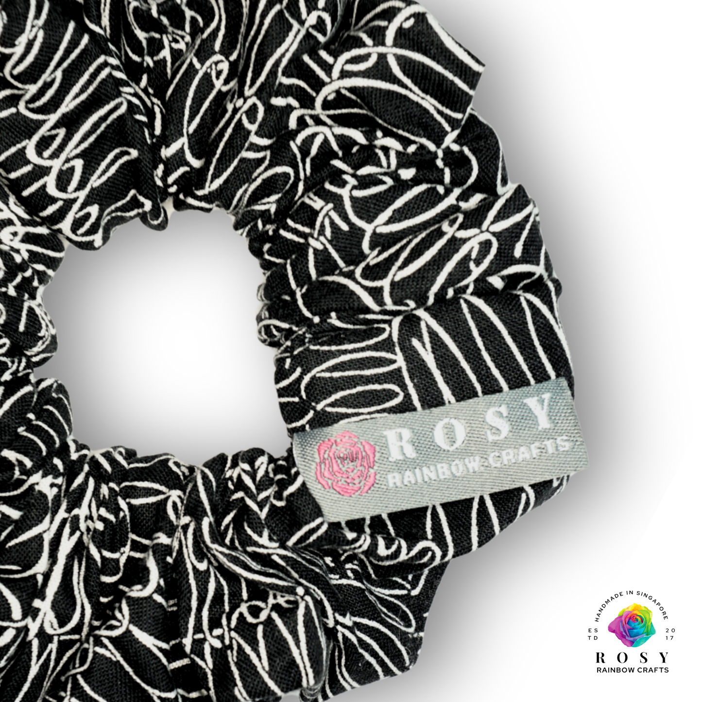 Regular Cotton Scrunchie Loopy Loop Black & White