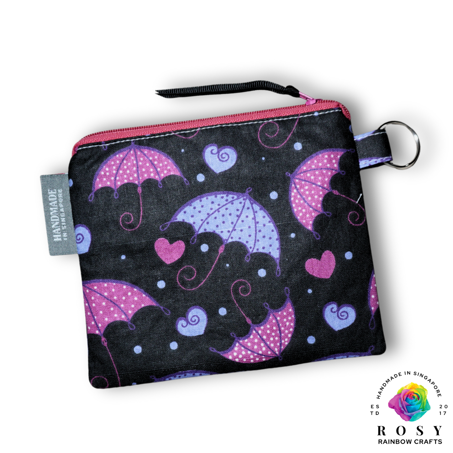 Basic Mini Zipper Pouch Dancing In The Rain Black