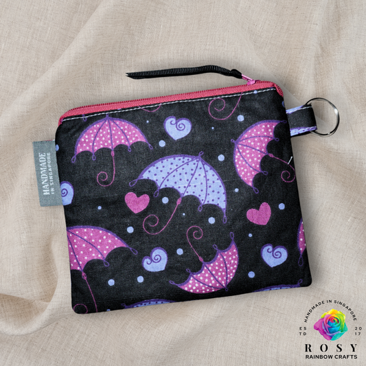 Basic Mini Zipper Pouch Dancing In The Rain Black