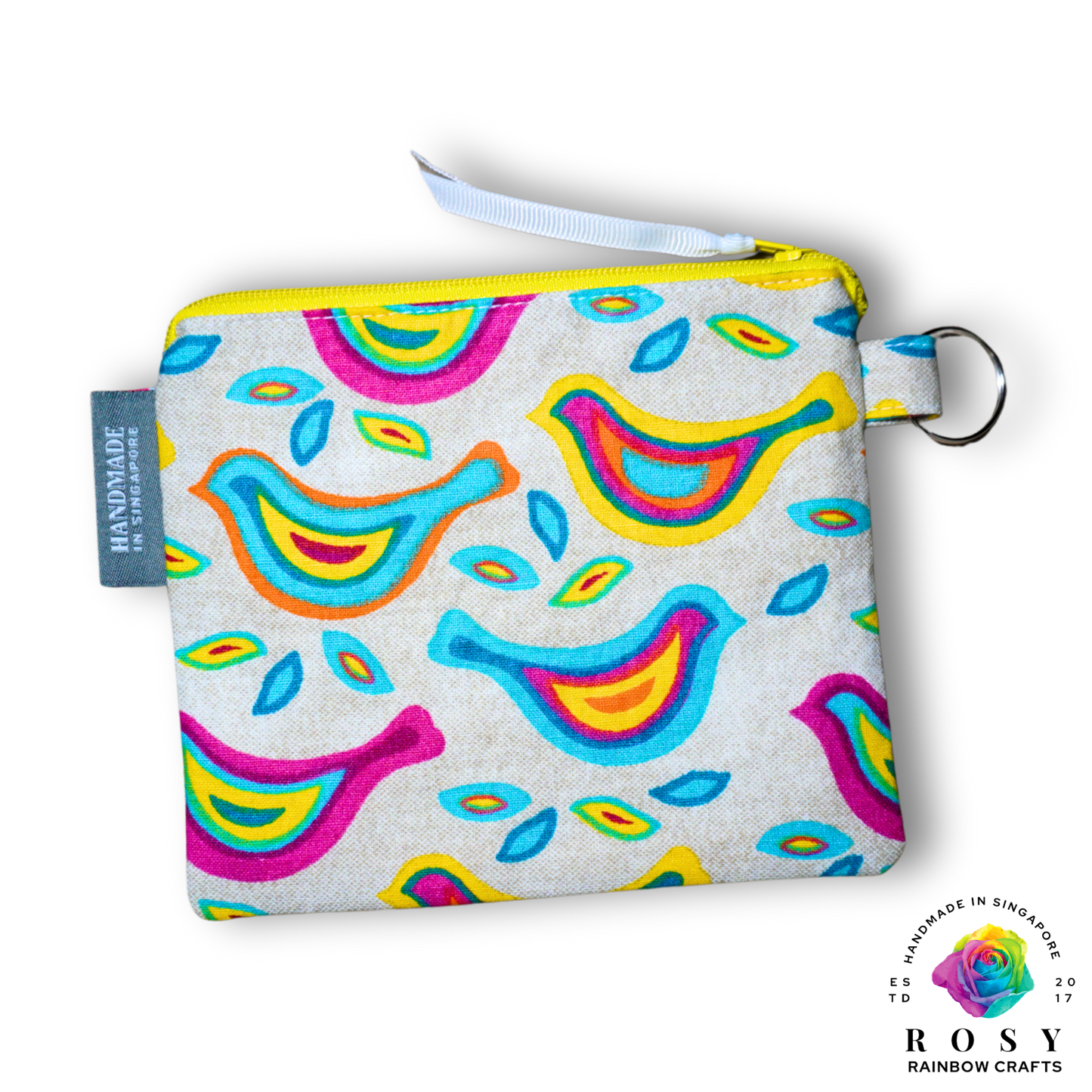 Basic Mini Zipper Pouch Marching Birds Multicolor