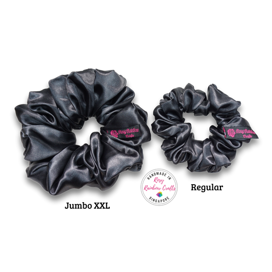Jumbo XXL Poly Satin Scrunchie Black Basic