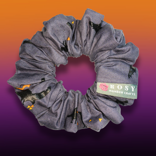 Regular Cotton Scrunchie Halloween Crows Charcoal