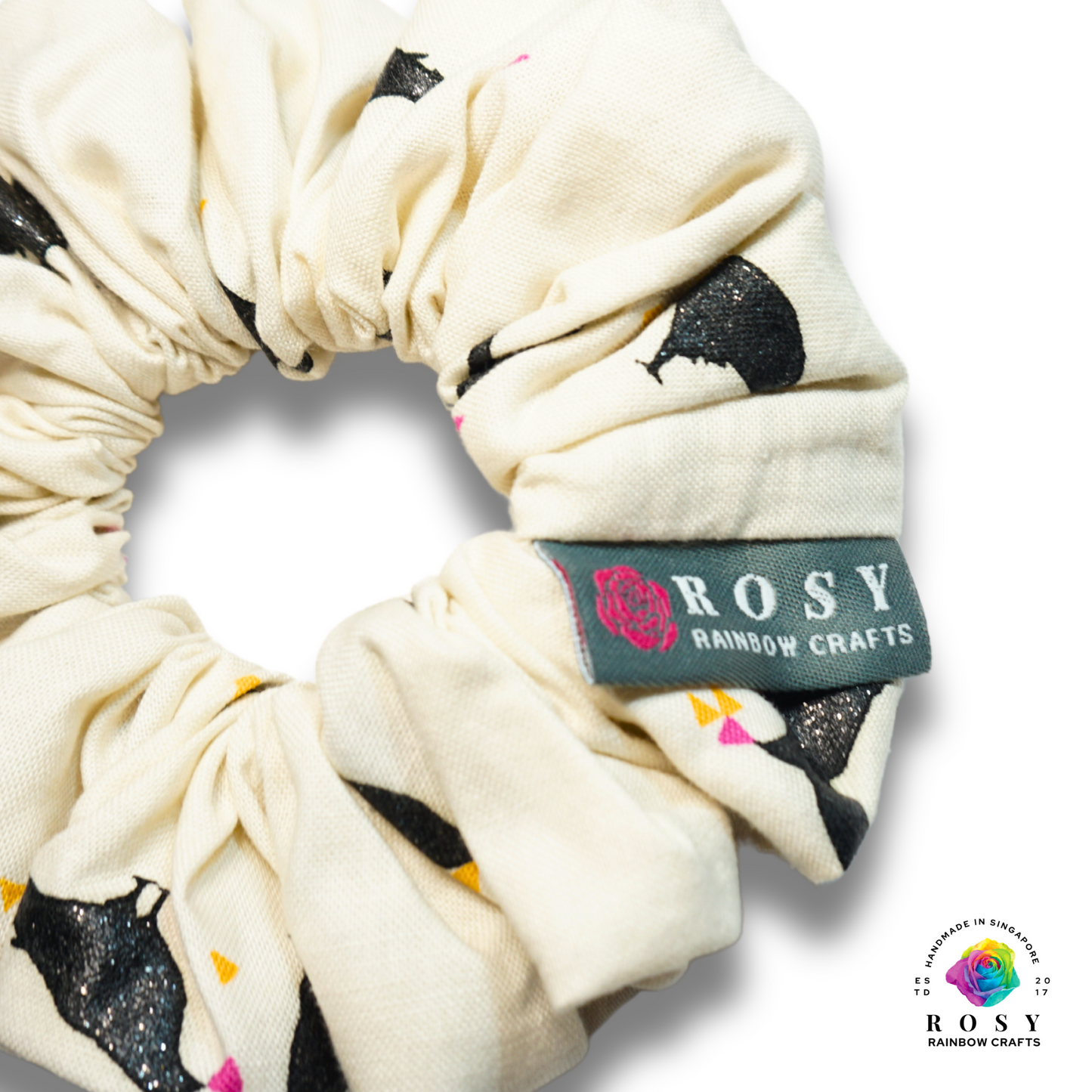 Regular Cotton Scrunchie Halloween Crows Off-White