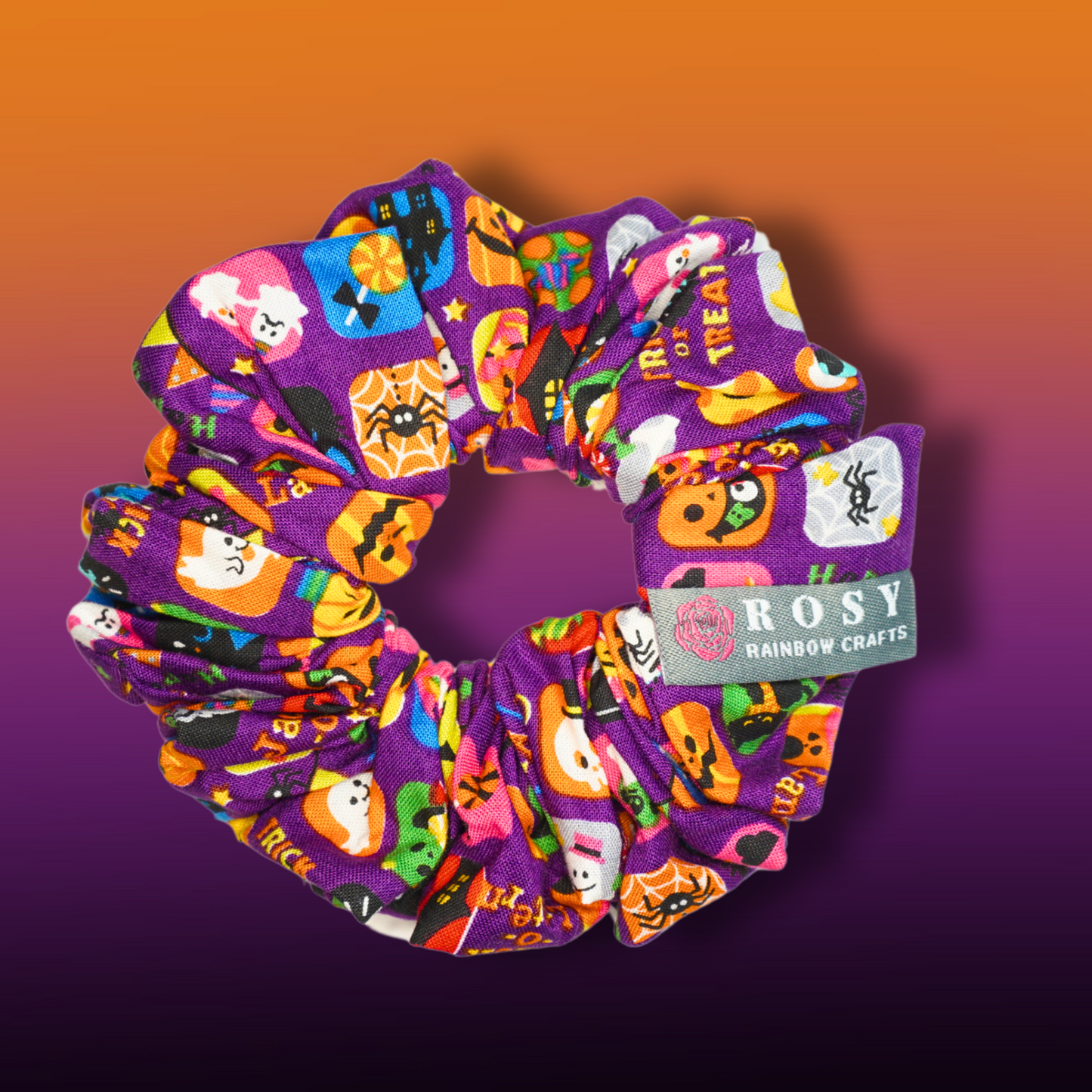 Regular Cotton Scrunchie Halloween Characters' Stamp Purple