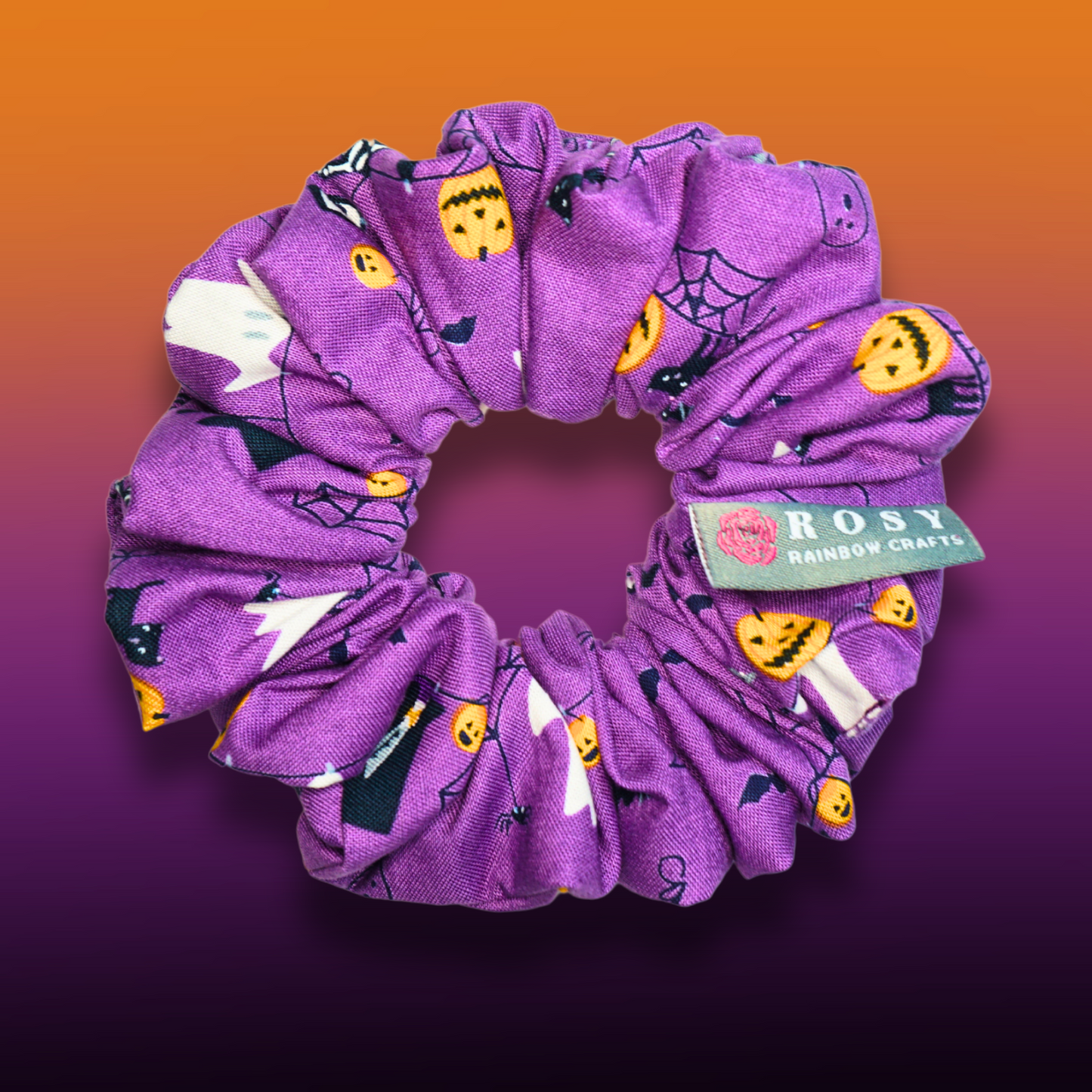 Regular Cotton Scrunchie Halloween Spooky Night Purple
