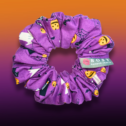 Regular Cotton Scrunchie Halloween Spooky Night Purple