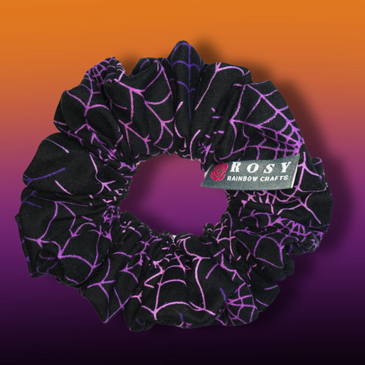 Regular Cotton Scrunchie Halloween Spider's Webs Black