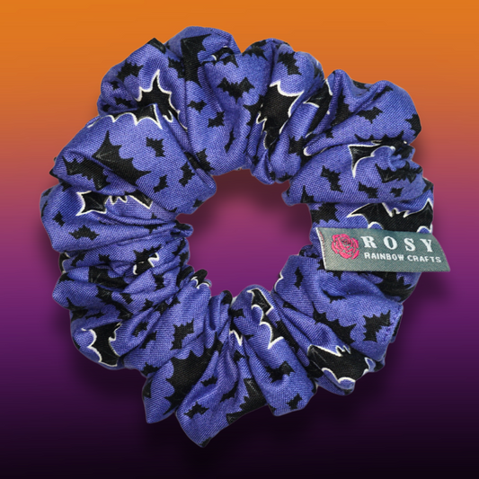Regular Cotton Scrunchie Halloween Bats Every Where Blue