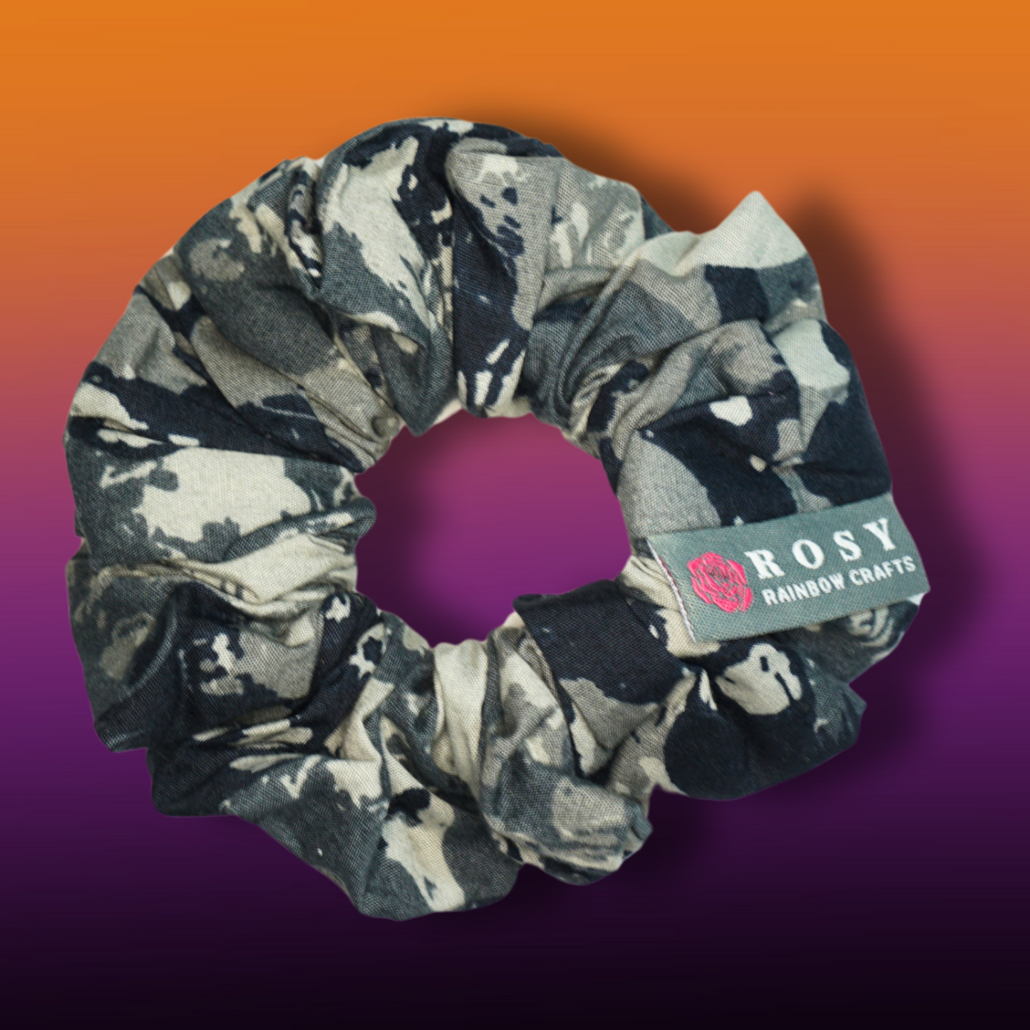 Regular Cotton Scrunchie Halloween Crows Skulls' Shadow