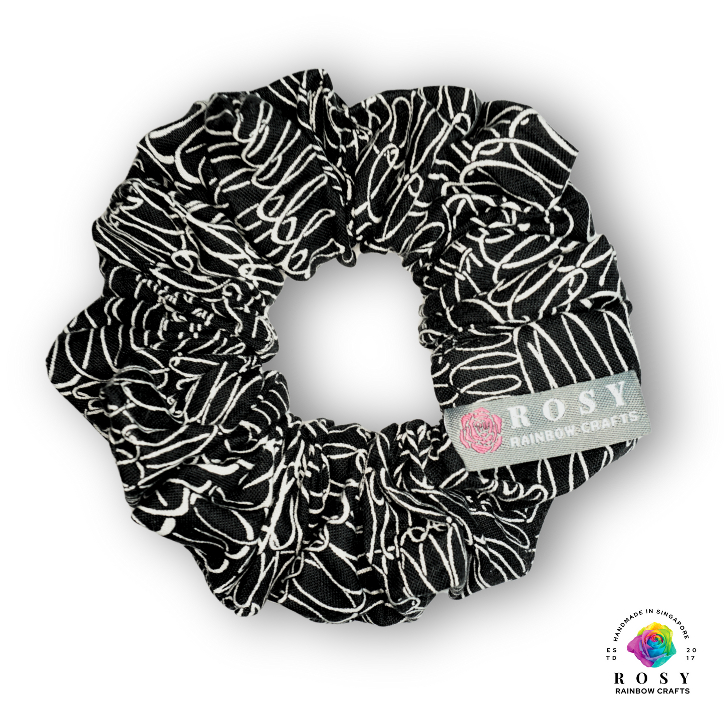 Regular Cotton Scrunchie Loopy Loop Black & White
