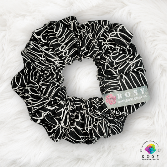 Regular Cotton Scrunchie Loopy Loop Black & White