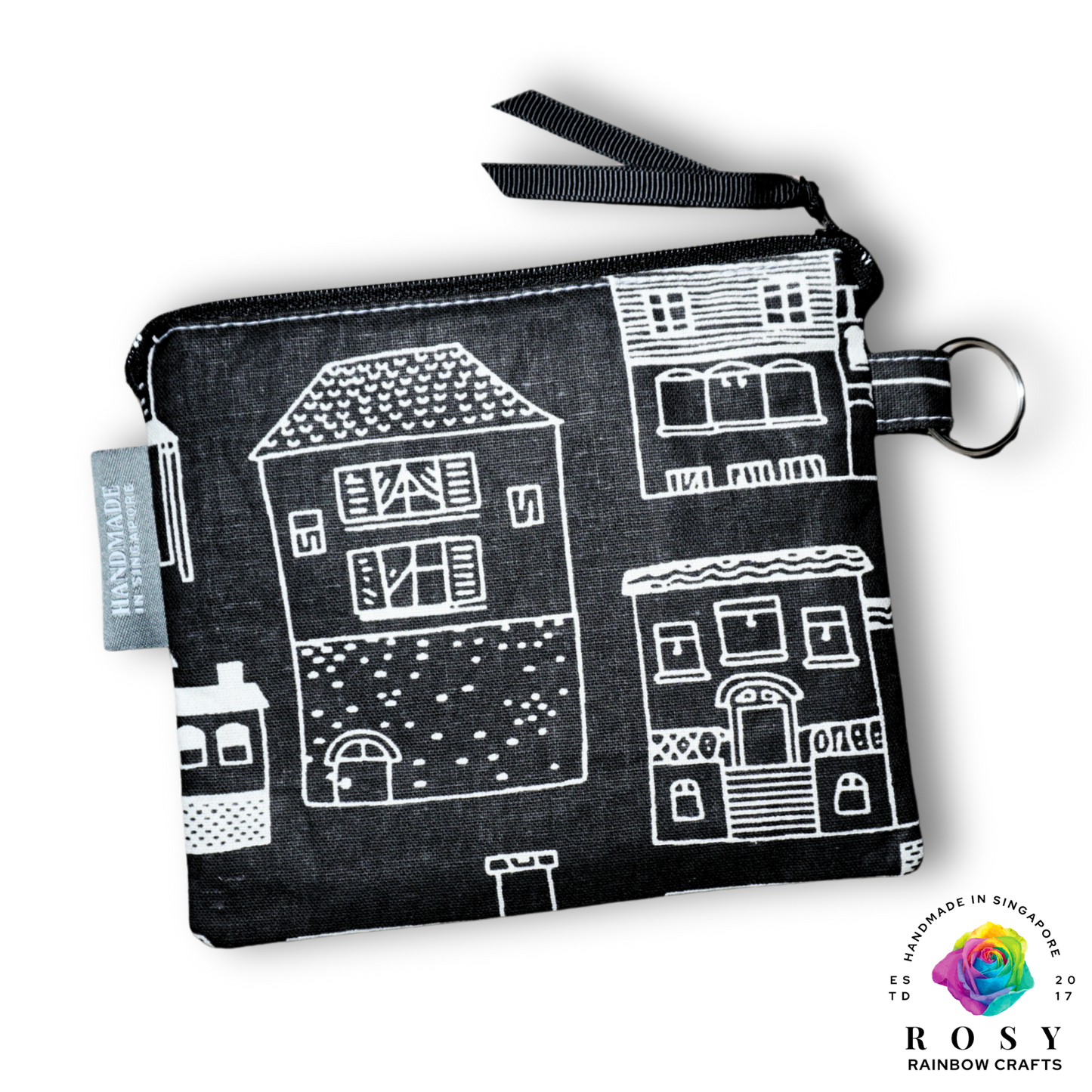 Basic Mini Zipper Pouch Home Sweet Home Black & White