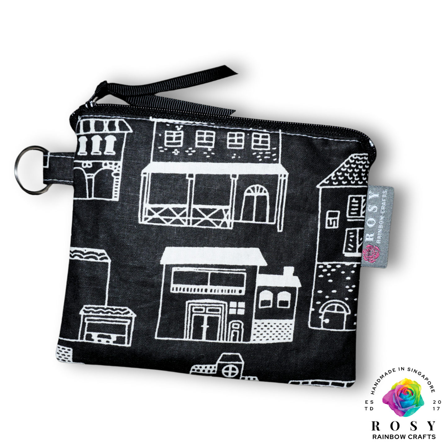 Basic Mini Zipper Pouch Home Sweet Home Black & White