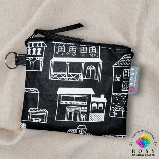 Basic Mini Zipper Pouch Home Sweet Home Black & White