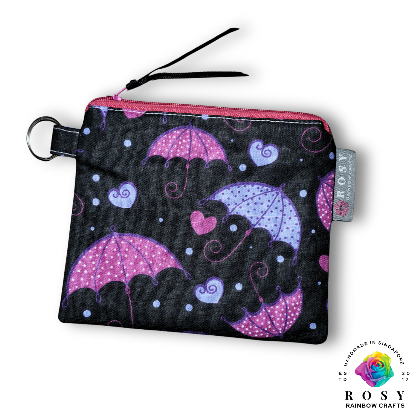 Basic Mini Zipper Pouch Dancing In The Rain Black