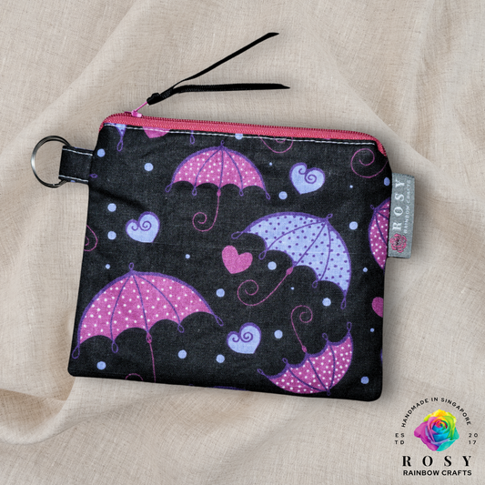 Basic Mini Zipper Pouch Dancing In The Rain Black