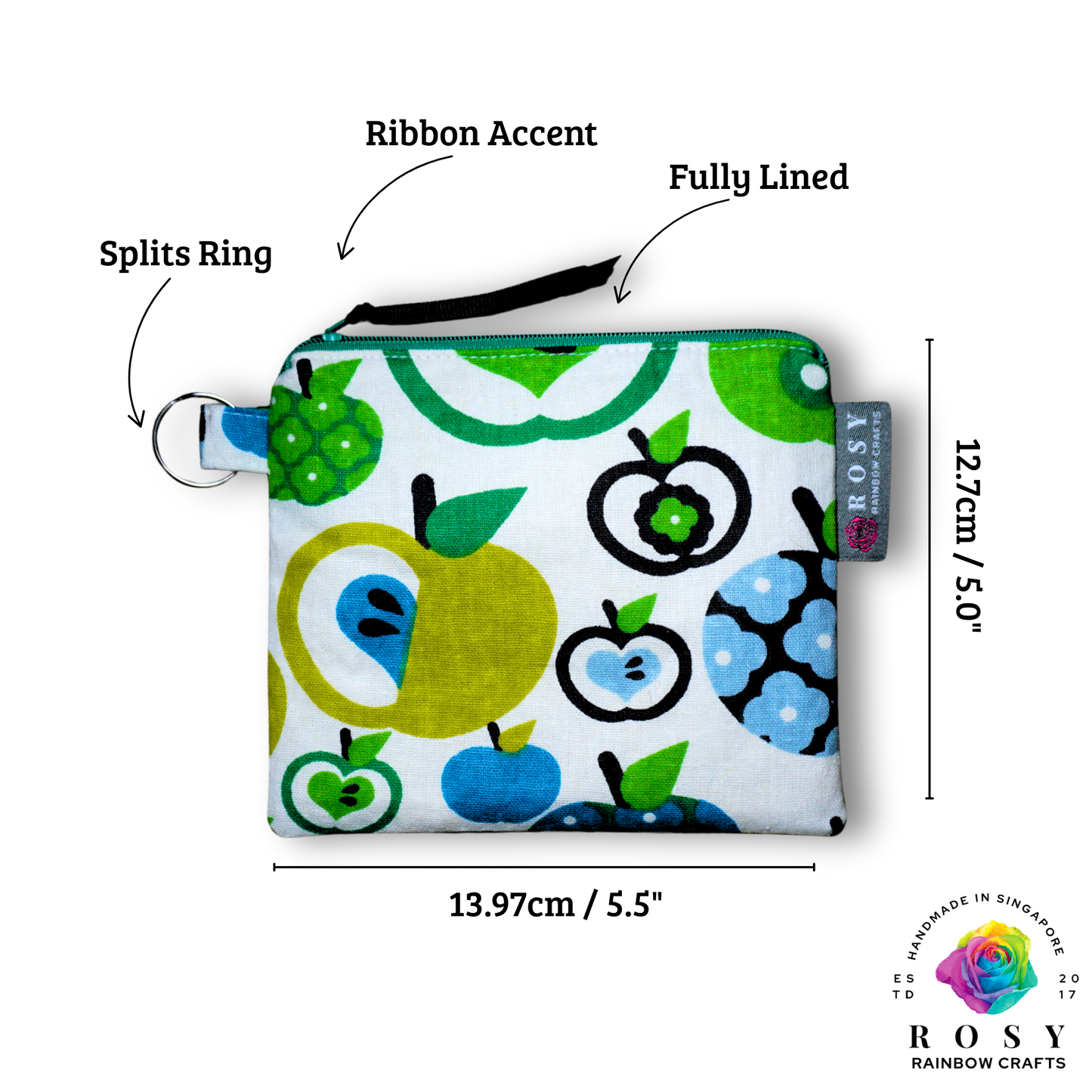 Basic Mini Zipper Pouch Apple Green