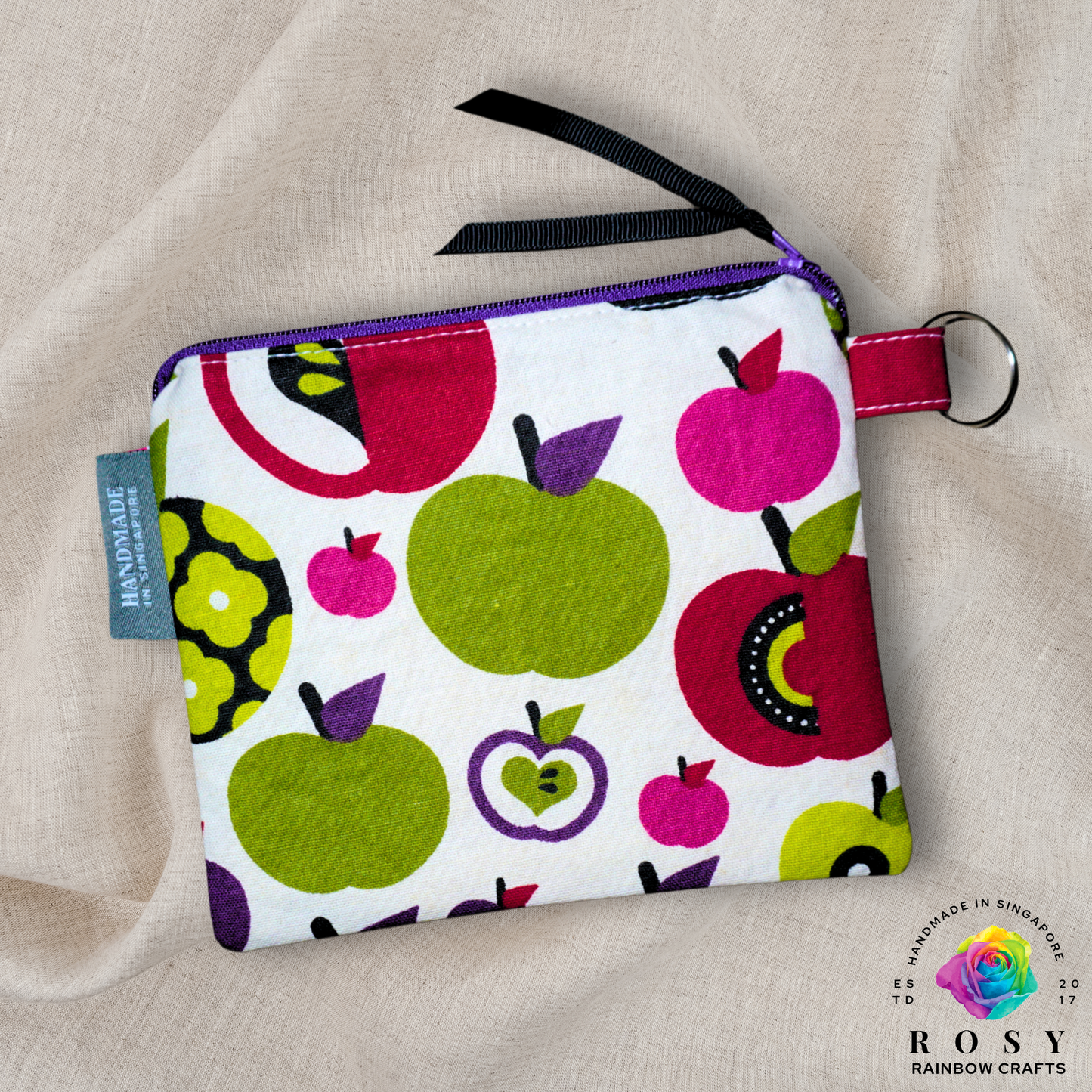 Basic Mini Zipper Pouch Apple Red