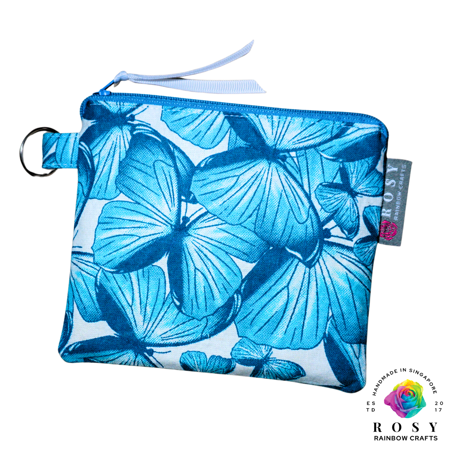 Basic Mini Zipper Pouch Butterfly Dream Turquoise