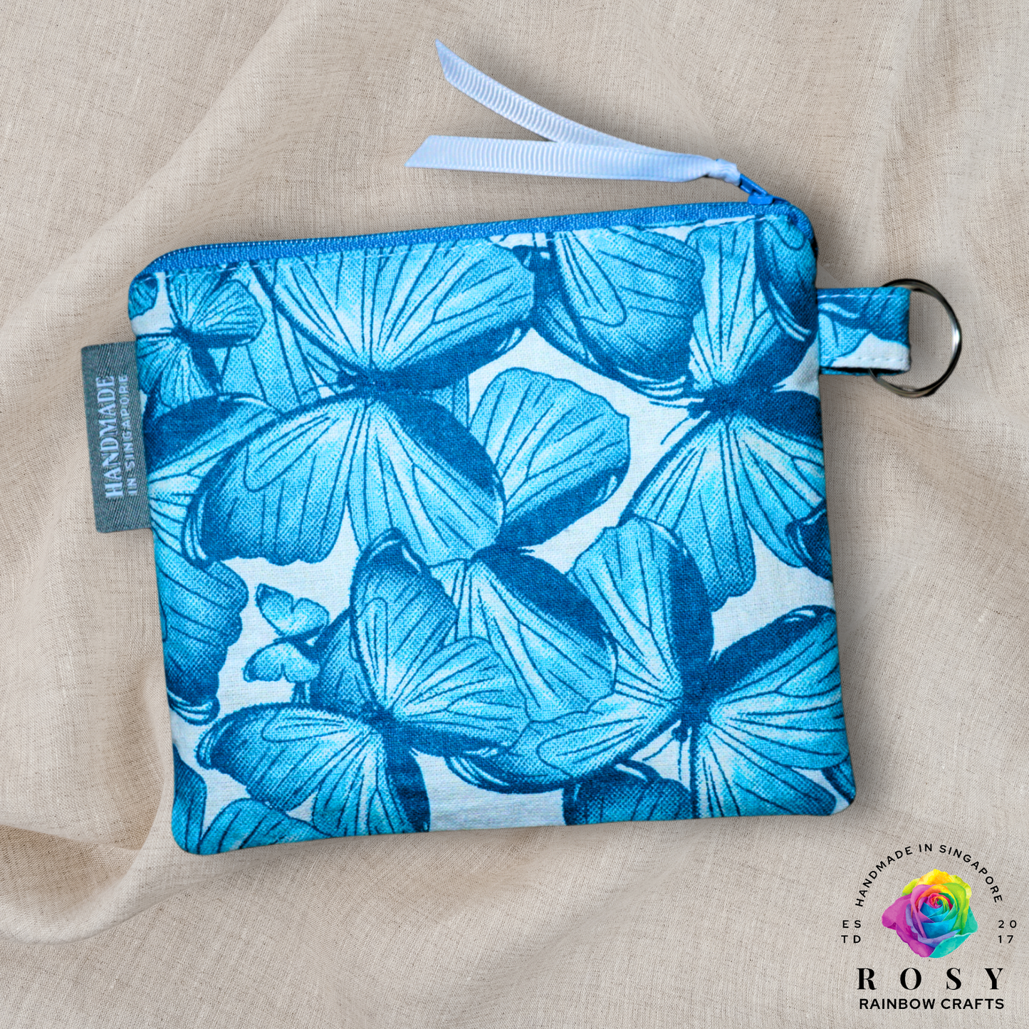 Basic Mini Zipper Pouch Butterfly Dream Turquoise