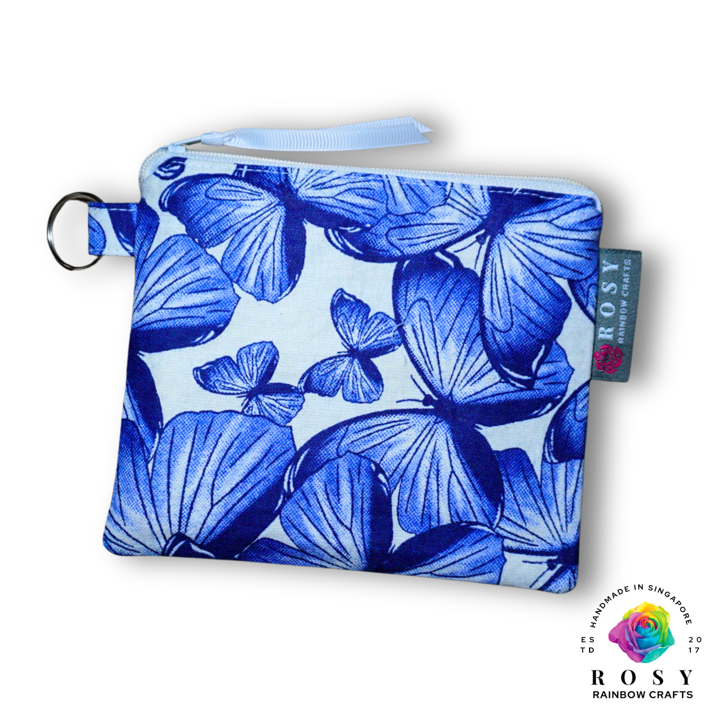 Basic Mini Zipper Pouch Butterfly Dream Navy Blue