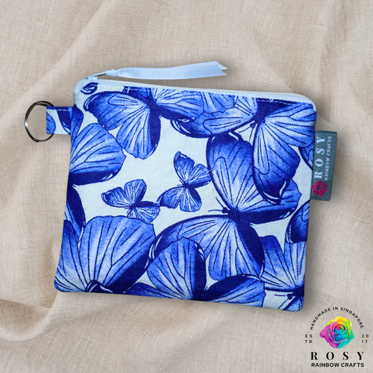 Basic Mini Zipper Pouch Butterfly Dream Navy Blue