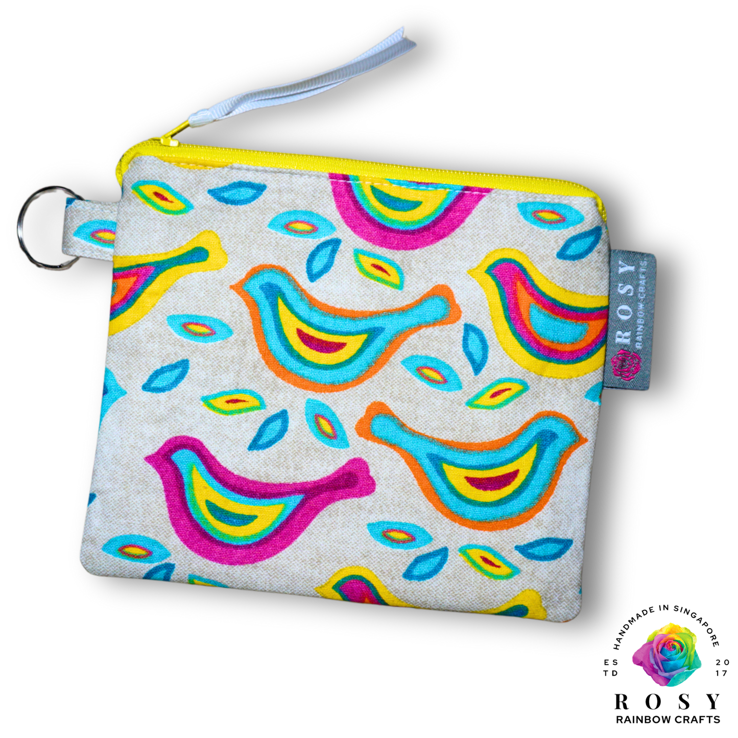 Basic Mini Zipper Pouch Marching Birds Multicolor