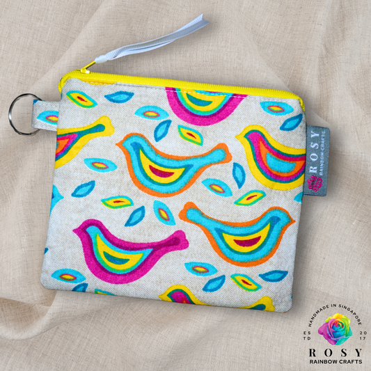 Basic Mini Zipper Pouch Marching Birds Multicolor