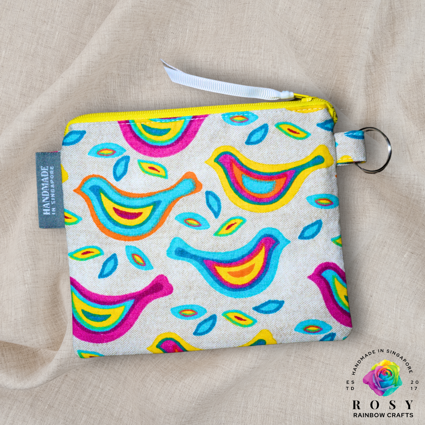 Basic Mini Zipper Pouch Marching Birds Multicolor