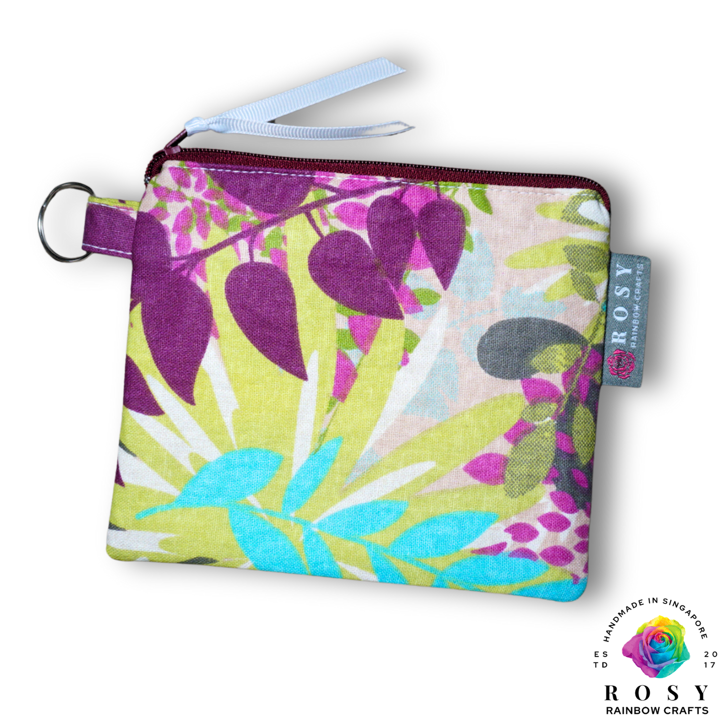 Basic Mini Zipper Pouch Floral Fauna Natural