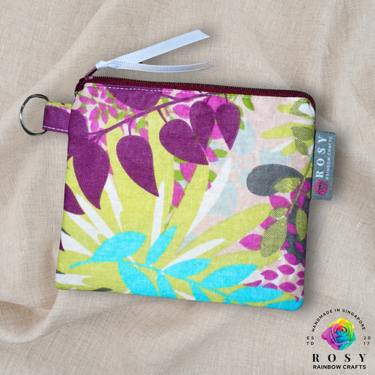 Basic Mini Zipper Pouch Floral Fauna Natural