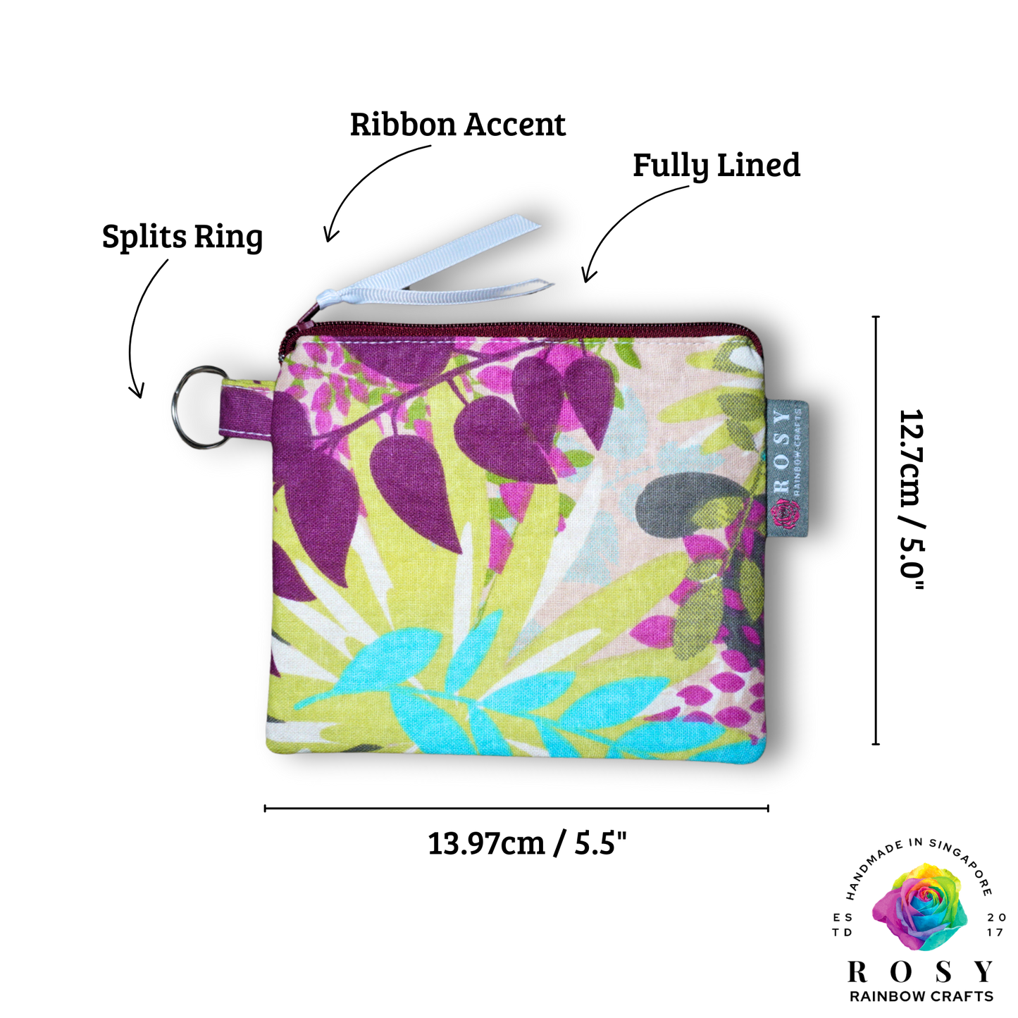 Basic Mini Zipper Pouch Floral Fauna Natural
