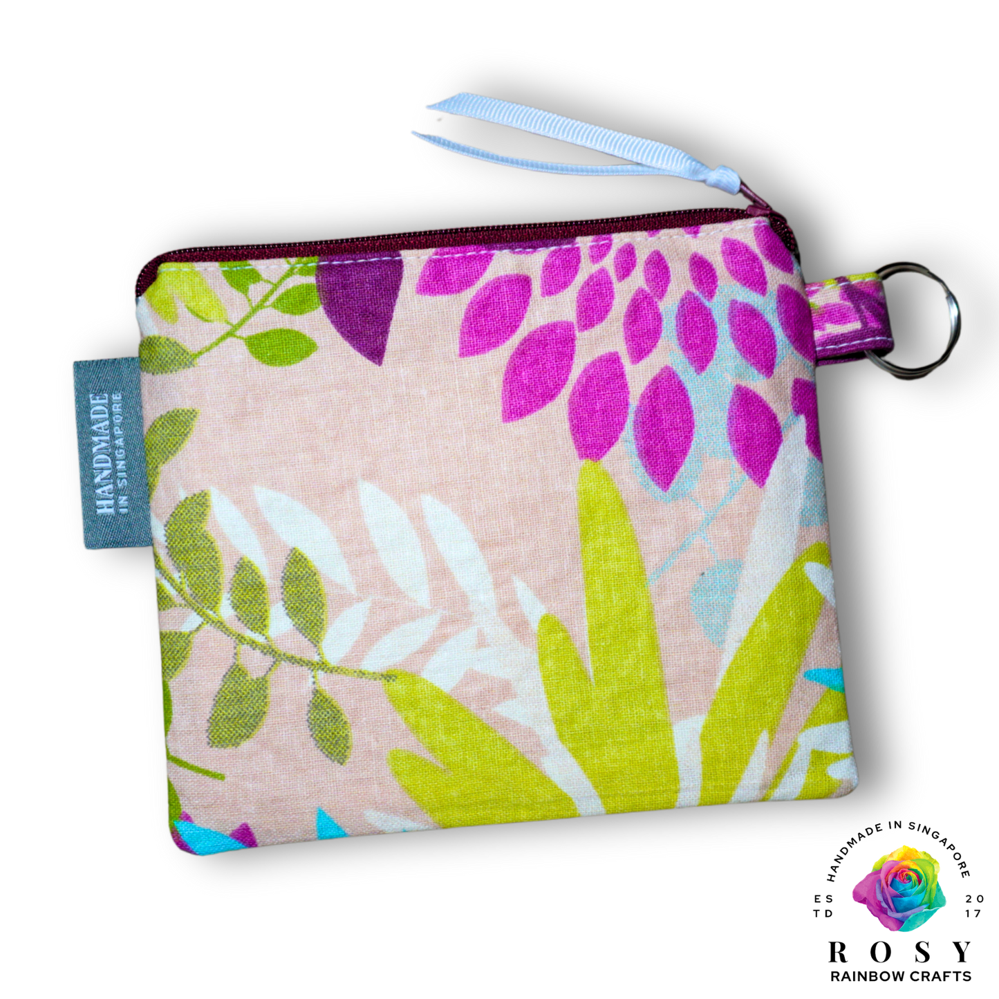 Basic Mini Zipper Pouch Floral Fauna Natural