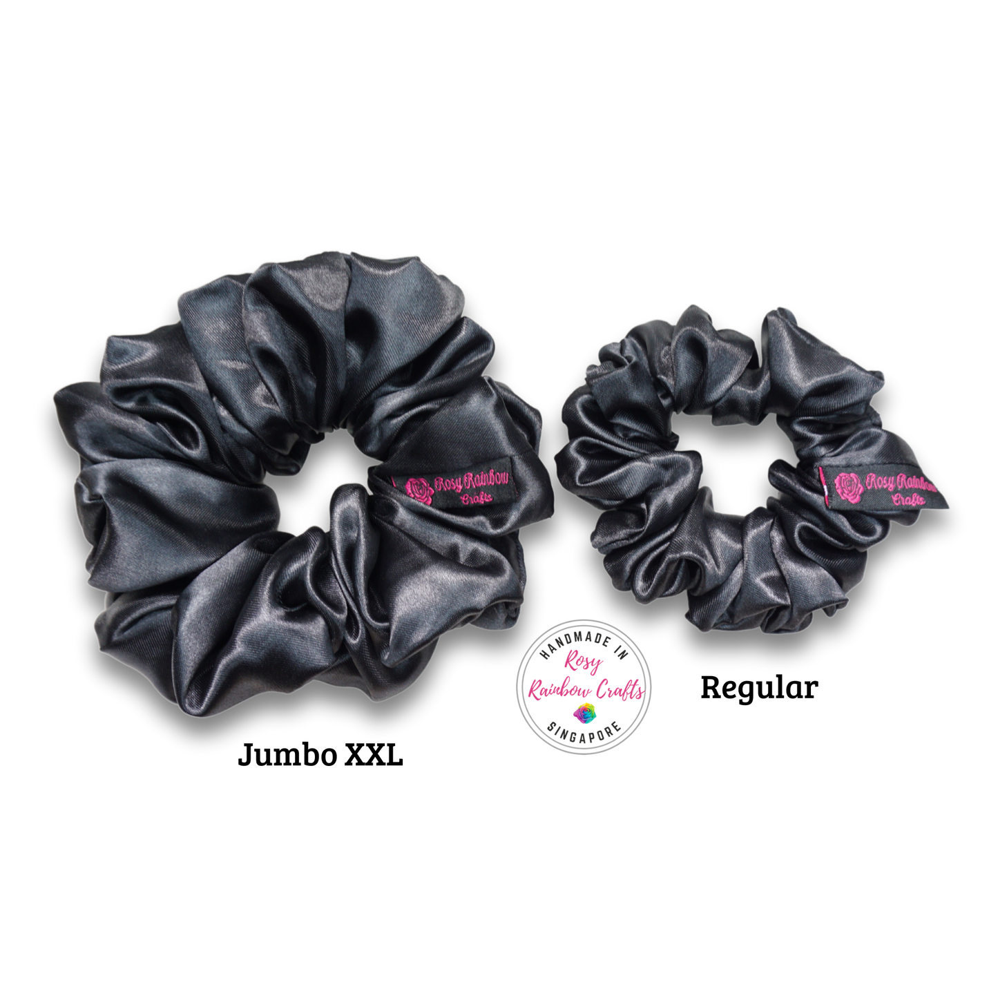 Regular Poly Satin Scrunchie Black Basic