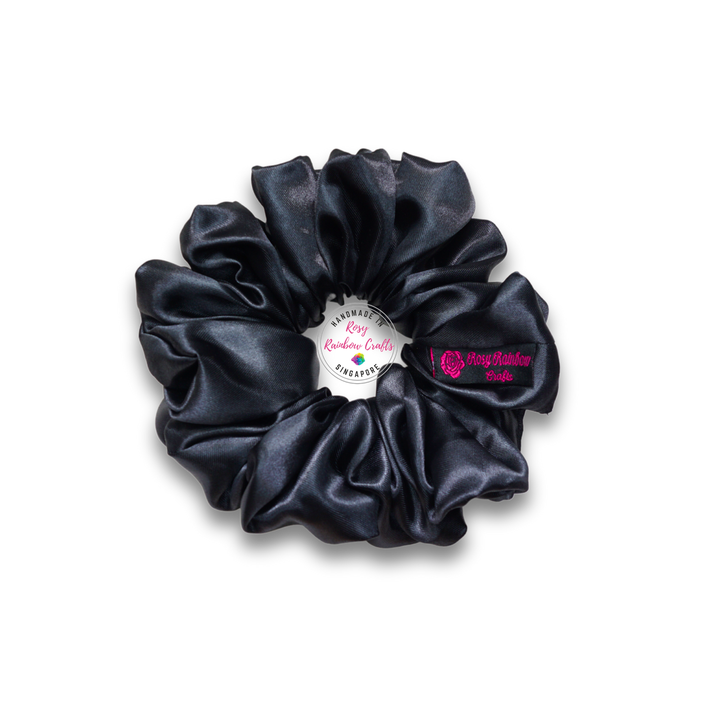 Jumbo XXL Poly Satin Scrunchie Black Basic