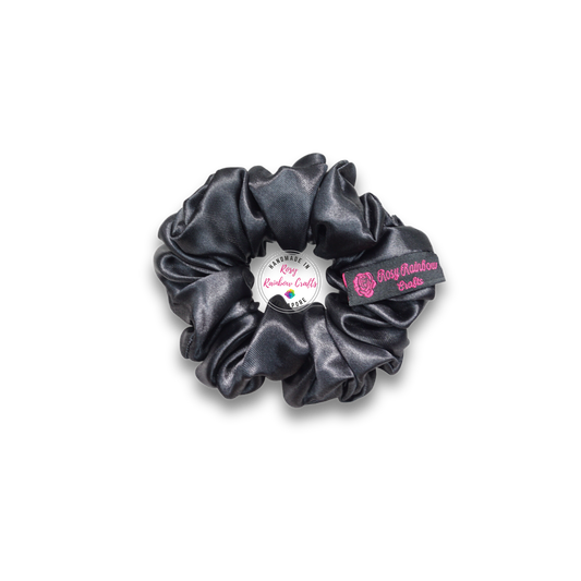 Regular Poly Satin Scrunchie Black Basic